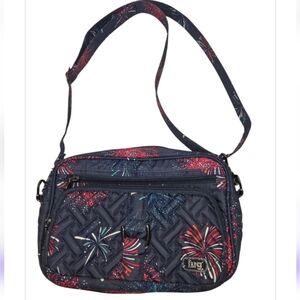 Lug Carousel Convertible Crossbody Belt Bag RFID Quilted Navy Fireworks NWOT